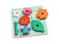 Djeco Puzz & Stack Flower Wooden Stacking Puzzle, 7 Stk, Flora, 1,5 År