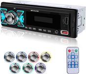 1 Din Poste Radio Voiture Bluetooth - Autoradio Support Fm Eq Rétro Éclairage 7 Couleur - Disque U/Entrée Aux/Lecture Carte Tf/Localisation App Et Recherche De La Voiture/ Mp3/Wma/Wav/Flac