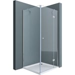 Doporro Paroi de douche transparent en angle 100x80cm cabine de douche Ravenna05 rectangulaire avec receveur verre de douche