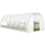Serre tunnel de jardin 18M² blanche relevable avec moustiquaire