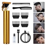 URAQT Hair Clippers for Men, Cordless Clippers Electric Hair Trimmer Beard Trimmer Set, Waterproof Detail Beard Shaver, T-Blade Trimmer Grooming Cutting Kit with 4 Guide Combs 2 Hair Combs (Gold)