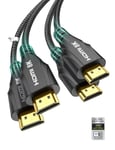 10K 8K Cable Hdmi 2.1 2M Lot De 2,Certifie Ultra Haute Vitesse Cable Hdmi 4K 120Hz 8K 60Hz 48Gbps,Supporte Earc Dts:X Dolby Atmos Compatible Avec Ps5 Xbox Blu-Ray Hdtv Projecteurmoniteur