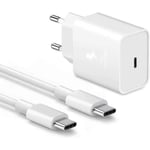 25W USB-C snabbladdare + 1M USB-C till USB-C-kabel Vit för Samsung Galaxy A04s A12 A13 A22 A33 A52 A53