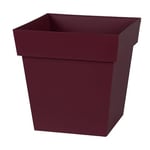 EDA - Pot de Fleur Carré Toscane 32 cm - Volume 22 L - 32 x 32 x 32 cm - Rouge Bourgogne