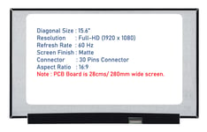 REPLACEMENT OMEN BY HP 15-DC0091CL 15.6" LAPTOP MATTE IPS SCREEN 30 PINS PANEL