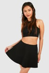 Womens Black Mini Tennis Skirt - 14, Black