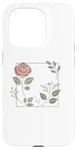 Coque pour iPhone 15 Pro Rose florale botanique, style minimaliste, roses d'amour