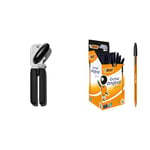 OXO Good Grips Soft Handled Tin Opener & BIC Cristal Original, Ballpoint Pens, Every-Day Biro Pens with Fine Point (0.8 mm), Ideal for School and Office, Black, Pack of 50