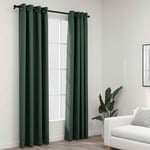 vidaXL Linen-Look Blackout Curtains with Grommets 2pcs Green 140x245cm HOT