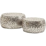 Kare Design Coffee Table Pebbles Deluxe, Silver, Set of Two, Diameter 66/49 cm, Round, Sofa Table, Steel, Side Table for Living Room, Office, Bedroom