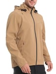 INBIKE Veste Softshell Homme Hiver Polaire Extérieure à Capuche Coupe Vent Blouson Chaud Outdoor Randonnée Velo VTT Jogging Sport de Plein Air Kaki S