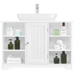 Meuble sous Lavabo Salle de Bain Armoire sous Vasque Rangement Toilette WC Blanc