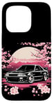 Coque pour iPhone 15 Pro Retro JDM Voiture de course japonaise Drift Tuning Car Sakura Blossom