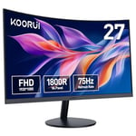 KOORUI Écran PC Incurvé - Dalle VA 27 Pouces, Résolution FHD (1920 x 1080), 1800R, 75Hz, 5ms, HDMI, VGA, Réglage de l’Inclinaison, Angle de Vision de 178°, Ecran pc Gamer Incurvé, Noir