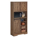 SoBuy Buffet de Cuisine Meuble de Rangement Armoire de Cuisine Multi-Rangements avec Placard et Portes Coulissantes, 80 x 34 x 170 cm, FSB83-N