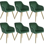 6 Chaises marilyn Effet Velours Style Scandinave - chaise de salle à manger, chaise de cuisine, chaise de salon - vert foncé/or
