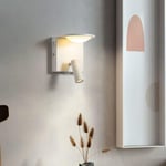 Ikodm - Appliques murales led d'intérieur avec Double interrupteur et port usb, applique de chevet moderne, lampe de lecture rotative à 350 °, blanc