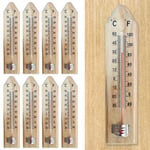 Lot De 8 Thermomètres D'Intérieur En Bois Résistants Aux Intempéries-Thermomètre D'Intérieur Analogique-Thermomètre Hygromètre Analogique En Bois Pour Extérieur Et Intérieur-3050 °C / -20