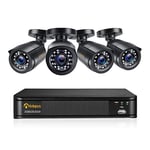 Anlapus FHD 1080P H.265+ Kit Vidéo Surveillance - 8CH 1080P HD DVR Enregistreur avec 2MP Caméras de Surveillance Extérieure, APP Gratuie & Accès à distance Système de Sécurité Sans disque dur Inclus