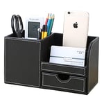 KINGFOM 4 Compartiments Multi-fonctionnels Organisateur de Bureau (Noir)