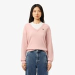 Lacoste Pull relaxed fit laine cardée point mousse Taille 34 Rose Pale