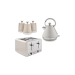 Tower Cavaletto Latte Kettle, 4 Slice Toaster & Canisters Kitchen Set