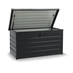 Juskys Boîte de rangement en métal Limani de 380 litres - boîte d'extérieur - étanche, verrouillable - boîte de jardin, coffre de jardin, coffre à coussins pour le jardin anthracite