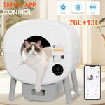 Vinteky - Litiere Chat Autonettoyante, Robot Nettoyeur Automatique de litière pour Chat avec Contrôle app, Maison De Toilette Pour Chat, 76L+13L