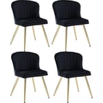 Wahson Office Chairs - Chaises de Salle a Manger Lot de 4 Chaise Salle à Manger Moderne avec Coussin Épais Chaise de Cuisine avec Pied Doré, Velours,