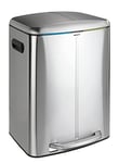 WENKO Poubelle Easy Close Primo acier inox - Poubelle avec système d'abaissement automatique, anti-empreintes de doigts, Acier inoxydable, 45 x 60 x 42 cm, Satiné