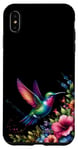 Coque pour iPhone XS Max Peinture colorée colibri pour femme Gris classique