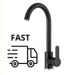 Kitchen Black Tap Brass Mixer Single Lever Slim Fit Black Faucet UK