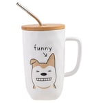 lachineuse - Mug Chien Collection DOG - Funny Dog - Tasse en Porcelaine - 600 ML - Avec Couvercle, Paille et Cuillère - Café, Thé, Chocolat Chaud - Idée Cadeau Originale