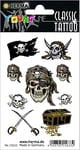 HERMA 15633 Lot de 9 tatouages temporaires tête de mort autocollants autocollants avec motif drapeau pirate pour enfants pour carnaval, enfants, adultes