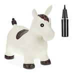 Relaxdays Bouncing Hopper Horse, Incl. Air Pump, for Children from 3 Years, BPA-Free, Inflatable Toy, 46x25x53 cm, White