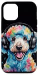 Coque pour iPhone 15 Caniche Écouteurs Chien Coloré Drôle Animaux Motif Imprimé