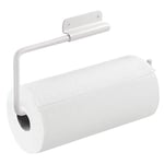 iDesign 33233 Kitchen Roll Holder Wall Mounted, Metal Paper Towel Holder for the Kitchen Wall and Cabinet Doors, Versatile Under Sink Storage, White,1" x 5.5" x 13.5"