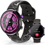 Bt60(2024) Montre Connectée Femme - 1.32"" Hd Amoled, 100+ Modes Montre Connectee Sport,Bluetooth 5.2, 5 Atm Montre Connect Étanche, Pedometer/Sleep Monitor Heart Rate Monitor/Android Ios,Noir