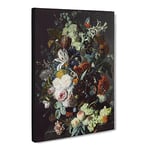 Still Life With Flowers And Fruit Vol.2 By Jan Van Huysum Classic Painting Canvas Wall Art Print Ready to Hang, Framed Picture for Living Room Bedroom Home Office Décor, 30x20 Inch (76x50 cm)