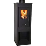 Milo Srl - Poele a' bois Era 7Kw en chambre de combustion en acier peint noir avec 6 briques re'fractaires pour 167 m