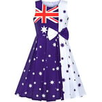 Sunny Fashion Girls Dress British Union Jack Dress National Day Color Contrast Age 12 Years Blue