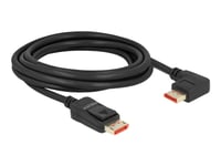 Delock - Displayport-Kabel - Displayport (Hann) Rett Til Displayport (Hann) Venstre-Vinklet - Displayport 1.4 - 3 M - 8 K 60 Hz (7680 X 4320) Støtte - Svart