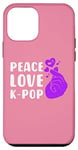 Coque pour iPhone 12 mini Peace Love K-Pop, geste du doigt en forme de cœur, Saranghae