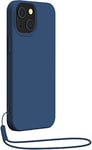 Bigben Coque Toucher Doux avec Bracelet - iPhone 13 - Bleu