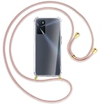 Collier pour Oppo A16 (CPH2269, 6.52'') or rose (O) Etui Coque avec cordon