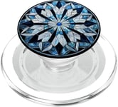 Intricate Blue Snowflake Mandala Art Round PopSocket PopSockets PopGrip for MagSafe