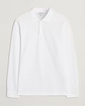 Sunspel Supima Cotton Long Sleeve Pique Polo White