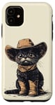 Coque pour iPhone 11 Chat noir dans des bottes de cowboy