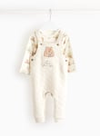 Bear Hunt Dungaree's & Bodysuit Set 6-9 months Oatmeal Months