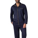 Pyjama long Eminence coton avec manches longues et col français marine à pois